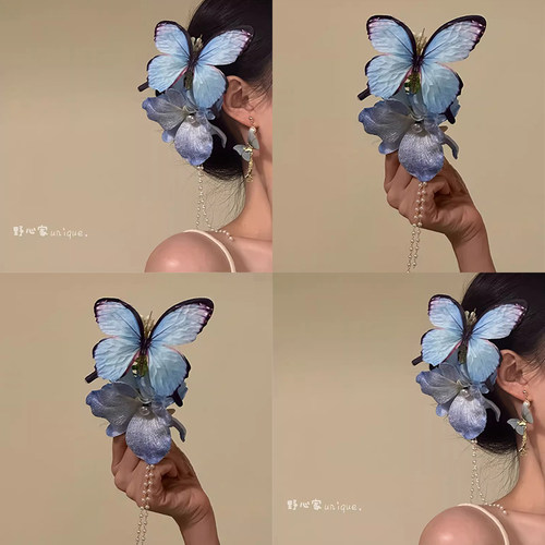 风沁蓝~春日氛围感蝴蝶发夹