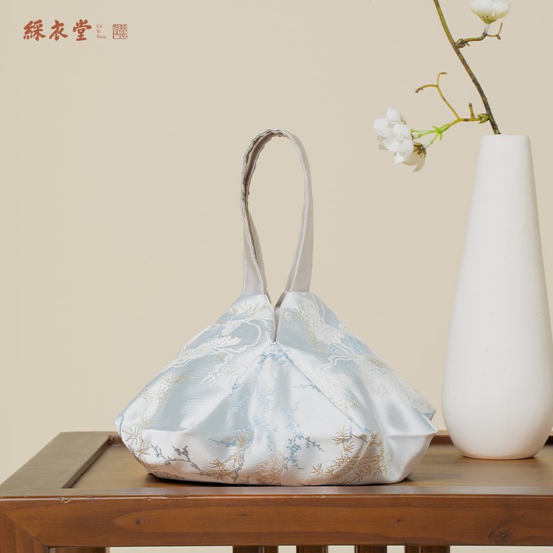 彩衣堂国风竹子梅花苞八角手拎手提小包女手机零钱收纳汉服旗袍
