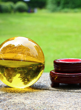 黄色水晶球透明玻璃球玄关隔断客厅卧室家居装饰办公室桌面摆件