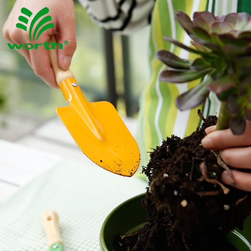 沃施worth园艺儿童工具盆栽多肉挖沙铁铲耙子木把赶海玩具铲子