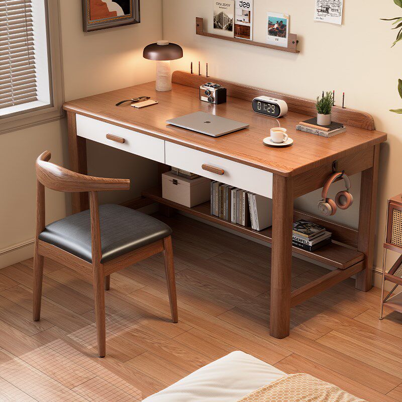 全实木书桌带抽屉简约家用学生写字桌小户型卧室成人办公电脑桌子