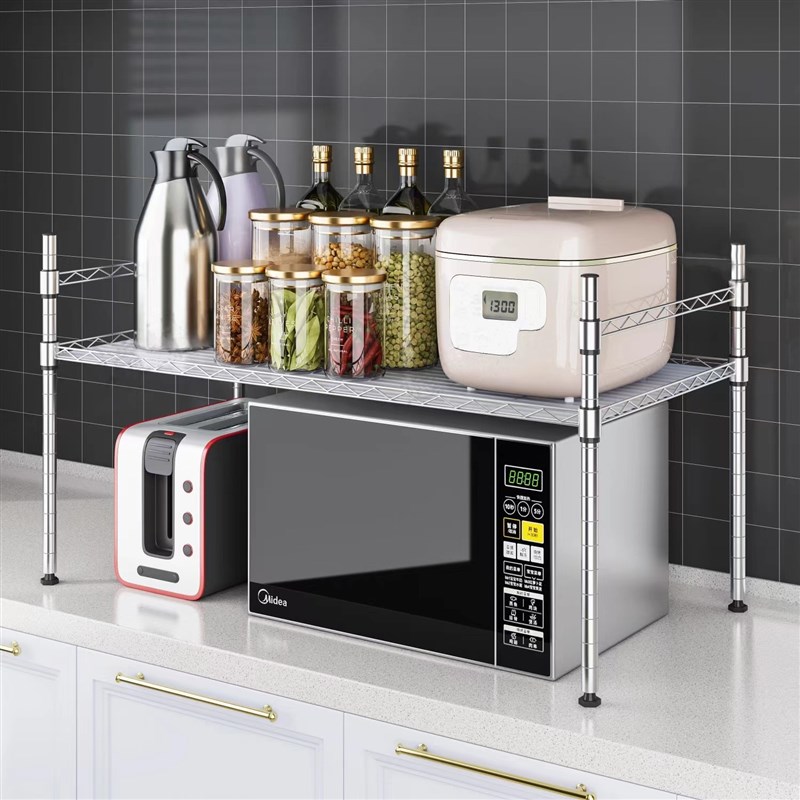 置物架带围栏一层架子调r味罐架微波炉架子烤箱小家电摆放架小花