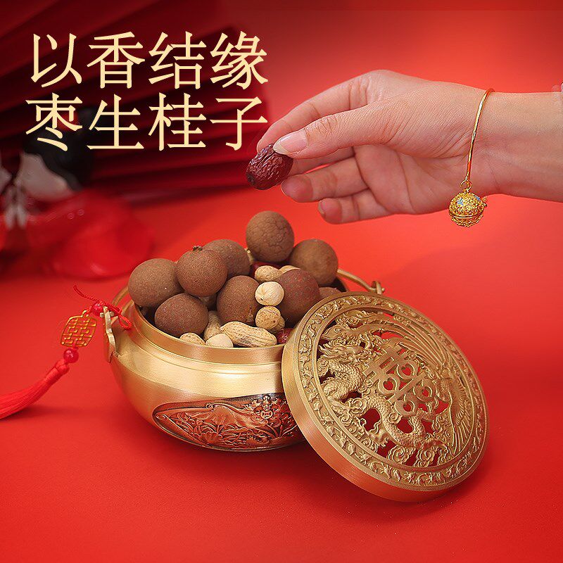 结婚用品铜香炉新娘陪嫁妆火炉旺夫火囱暖手火铳手提炉火冲旺盆炉