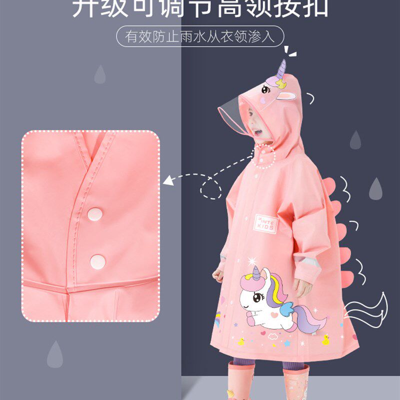 儿童雨衣卡通女童男童幼儿园宝宝上学防水雨披带书包位雨鞋套装