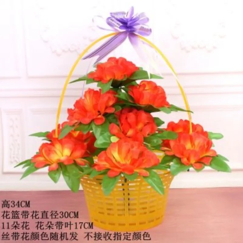 6清明节手提花蓝上坟塑料扫墓祭祀用品小花篮菊花插花束挂花小花