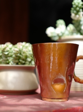 村野铜高级感轻奢特别好看的咖啡杯女士男生个人专用款茶水马克杯