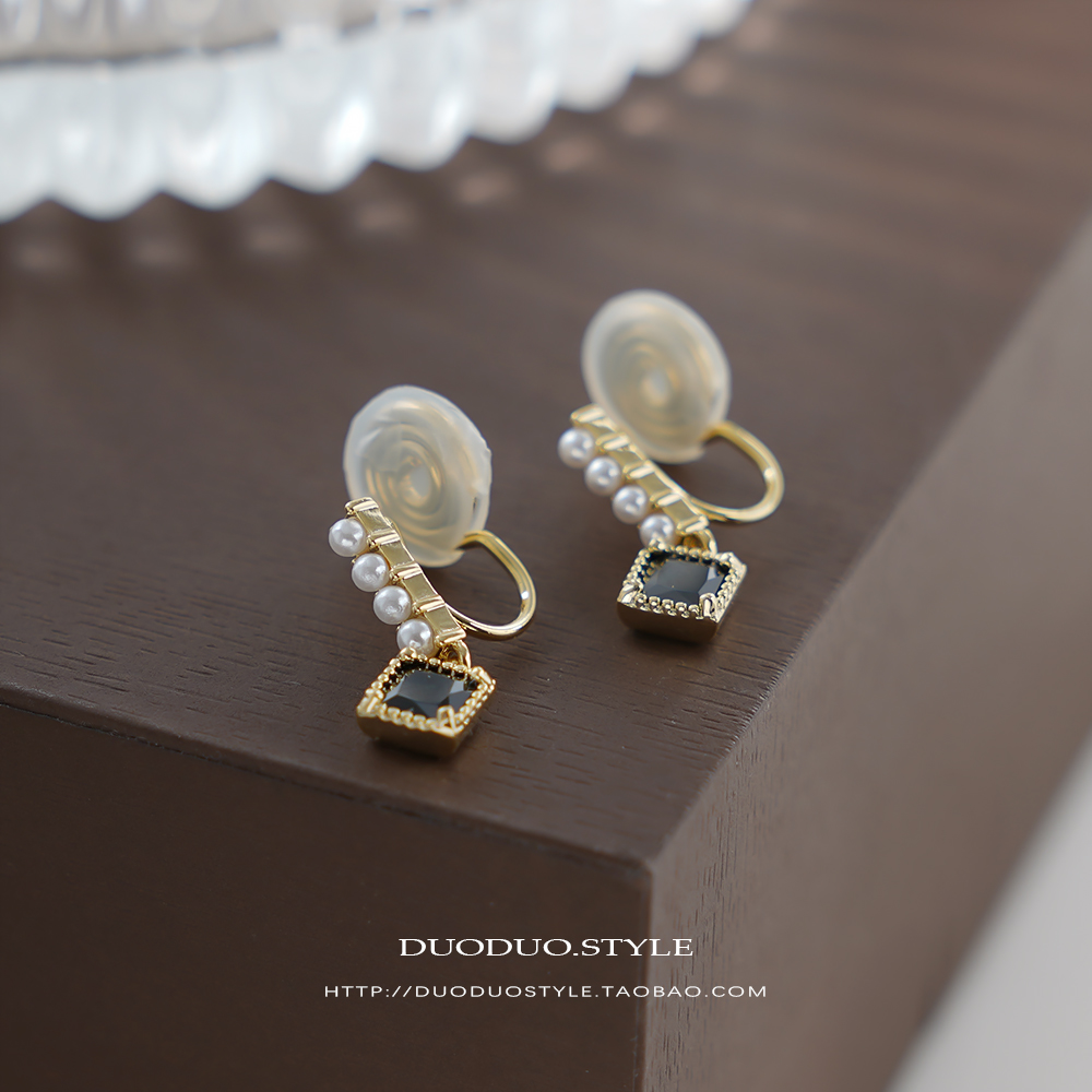DUODUOSTYLE几何形锆石耳夹