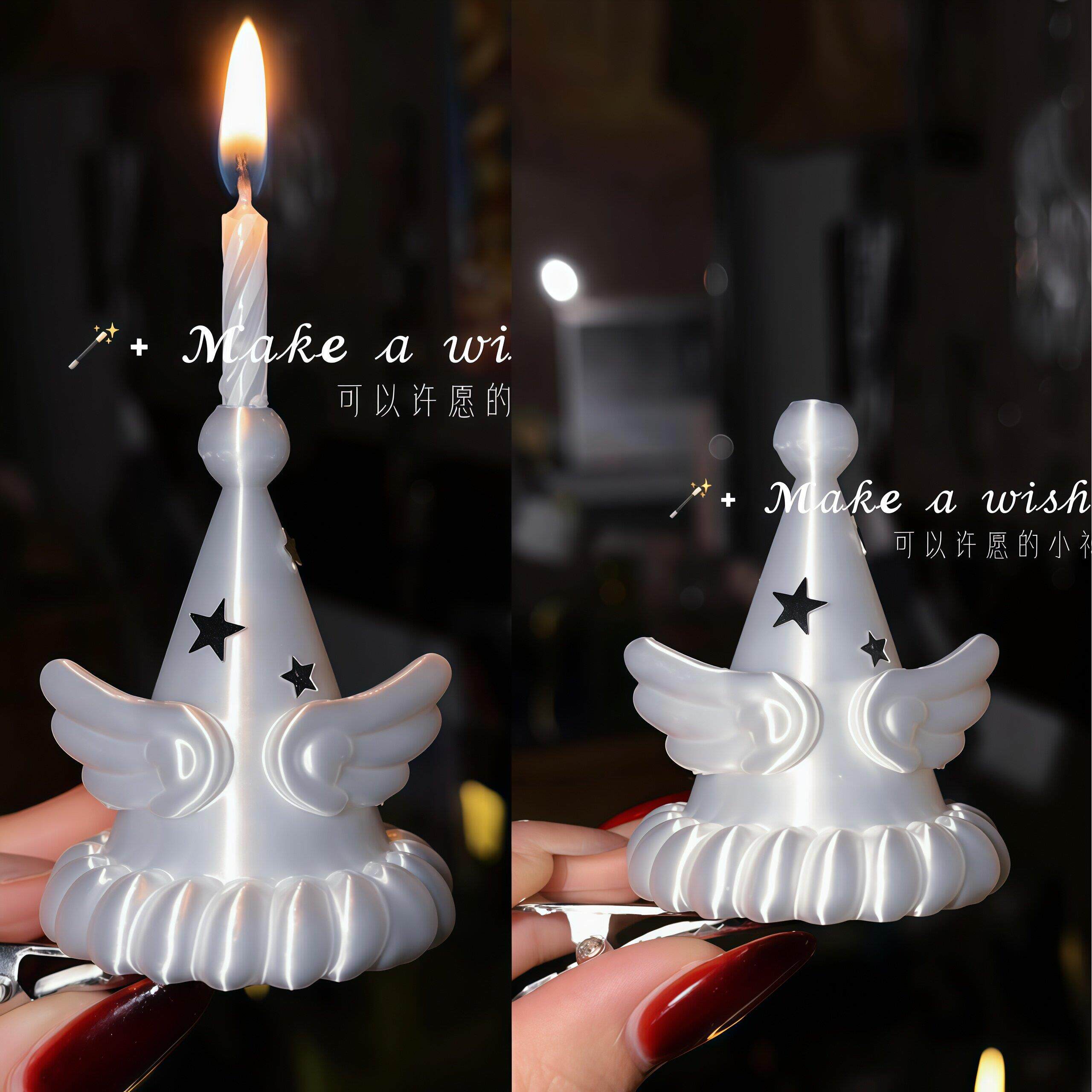 3d打印天使翅膀生日帽发夹星星发饰拍照出片道具梦幻丝绸蛋糕发卡