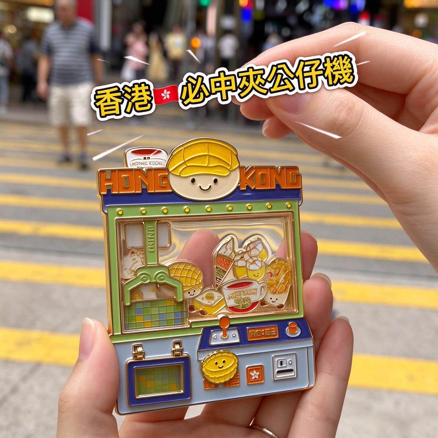香港特色必中夹公仔机卡通豆豆机金属可爱公仔钥匙扣趣味纪念周边