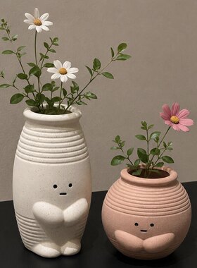 粗陶瓶陶瓷花瓶装饰品摆件客厅