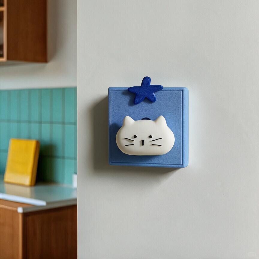 蓝莓小猫开关贴创意可爱开关面板装饰3d打印保护罩客厅用遮丑神器
