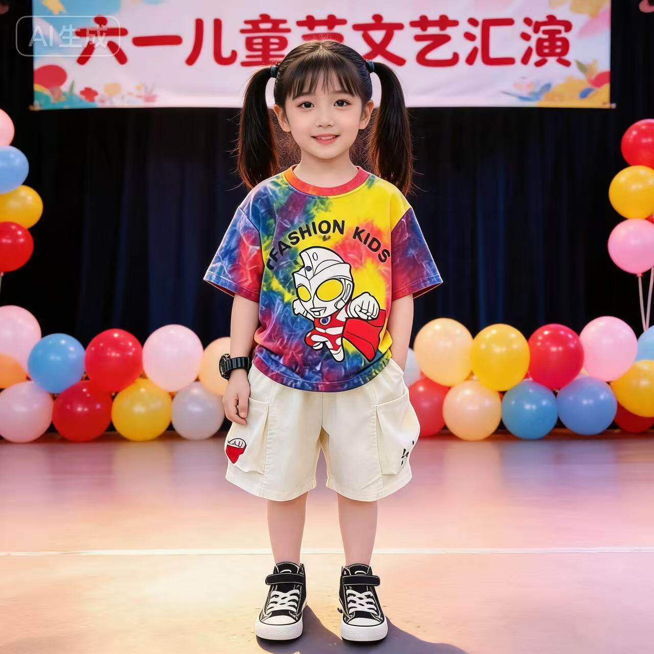 迪迦亮灯女童奥特曼男童短袖T恤套装儿童薄款运动女孩赛罗两件套
