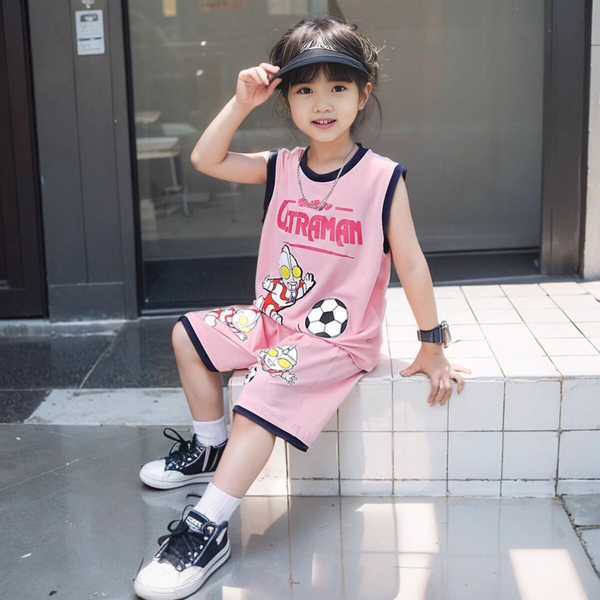 儿童奥特曼篮球衣迪迦女童背心夏季速干纯棉透气夏季女孩赛罗套装