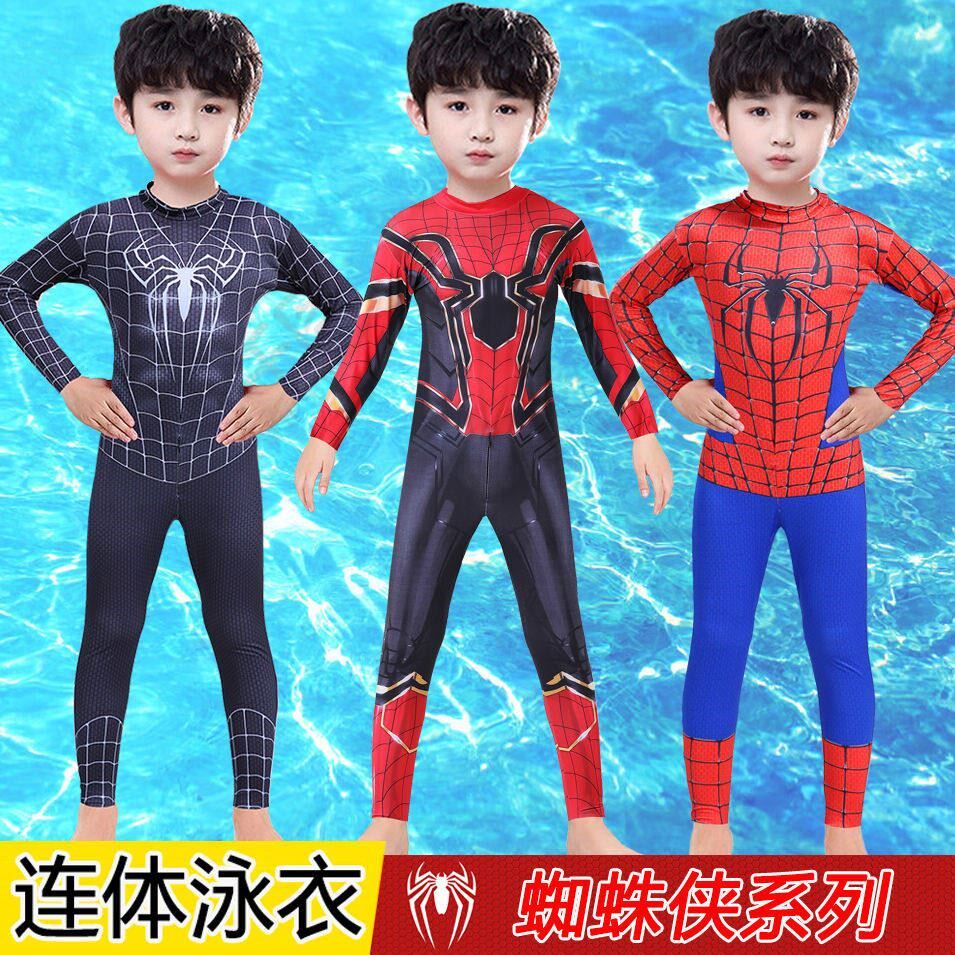 2026新款长袖蜘蛛侠泳衣透气奥特曼连体泳衣儿童分体男超凡游泳衣