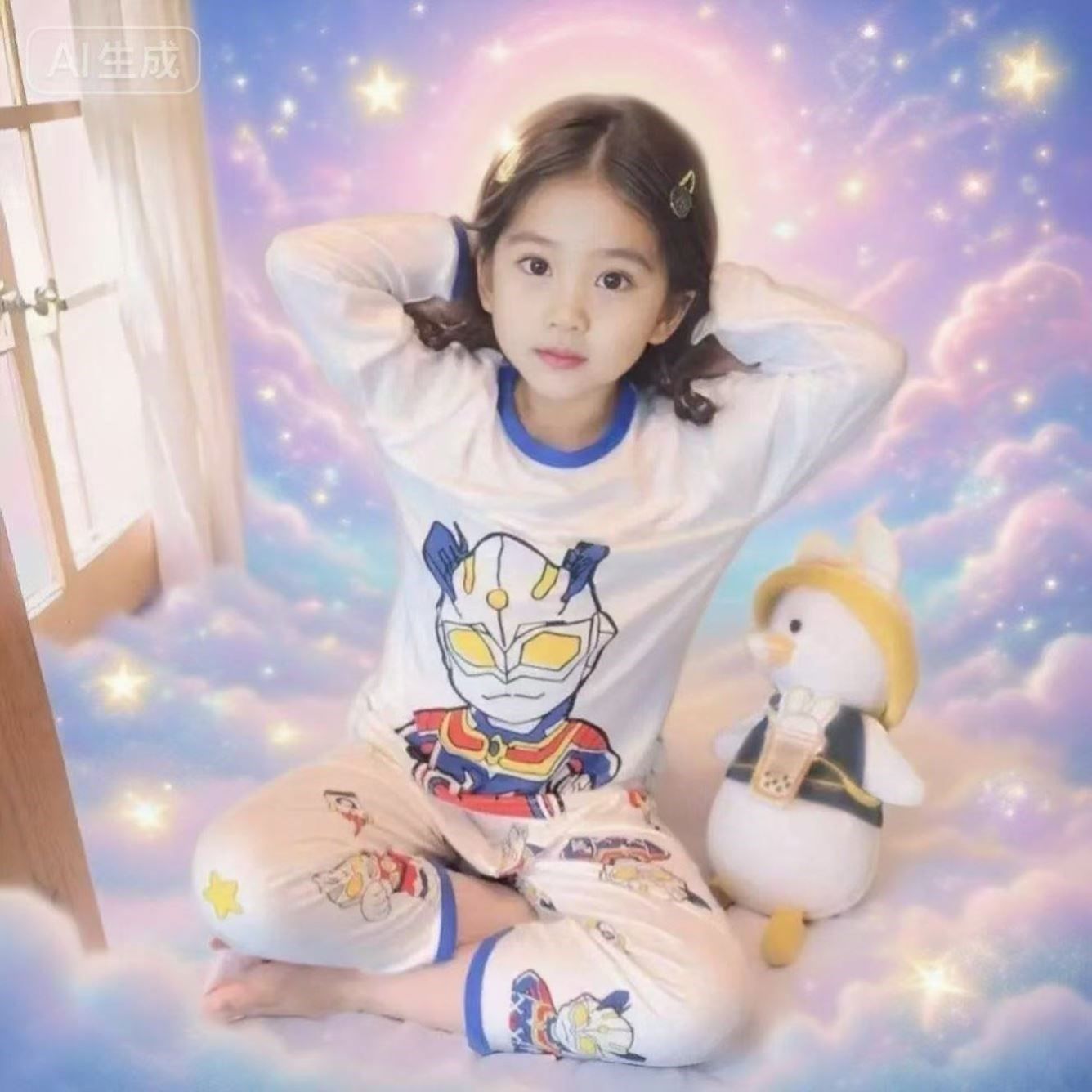赛罗奥特曼女童内衣2025新款迪迦睡衣秋冬卡通莫代尔女孩卡通秋衣