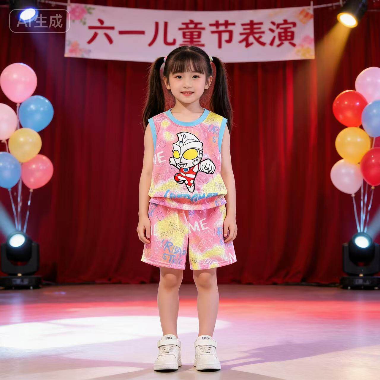 正版女童奥特曼睡衣夏装赛罗迪迦篮球服居家服速干透气款无袖背心