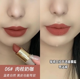 莱雪尔不沾杯口红肉桂奶咖哑光柔雾显白焦糖红棕口红防水不易掉色