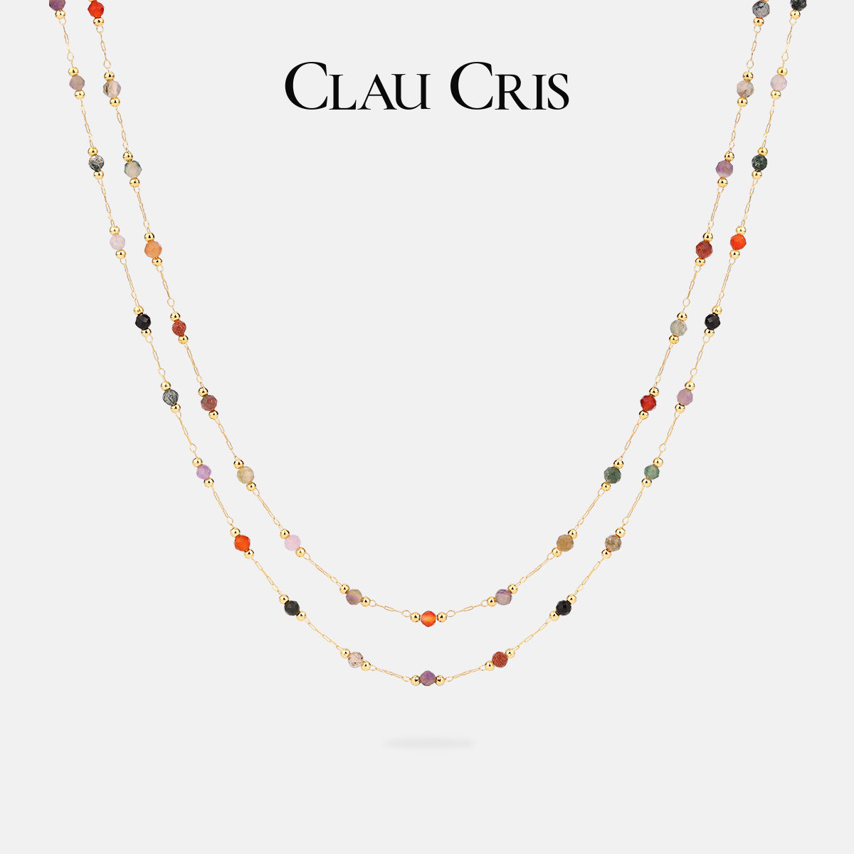 Clau Cris日系彩虹碎糖复古个性百搭气质短款项链锁骨链长短款