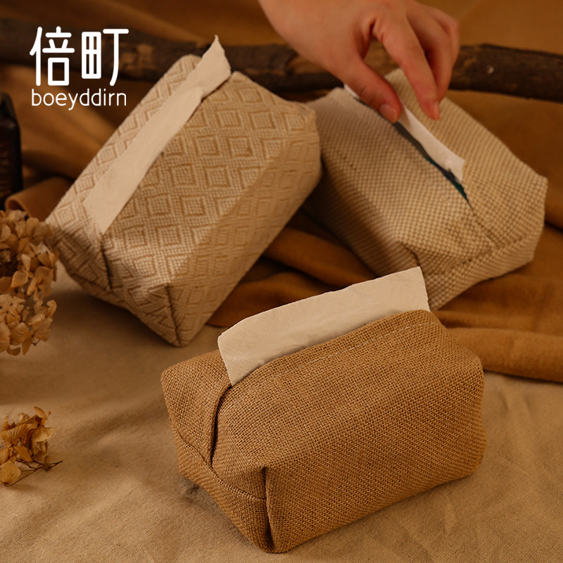 棉麻布艺纸巾盒日式简约民宿凹造型抽纸盒收纳袋创意家用客厅餐桌,收纳整理,纸巾盒,淘宝优惠券,粉丝福利购,淘宝优惠卷