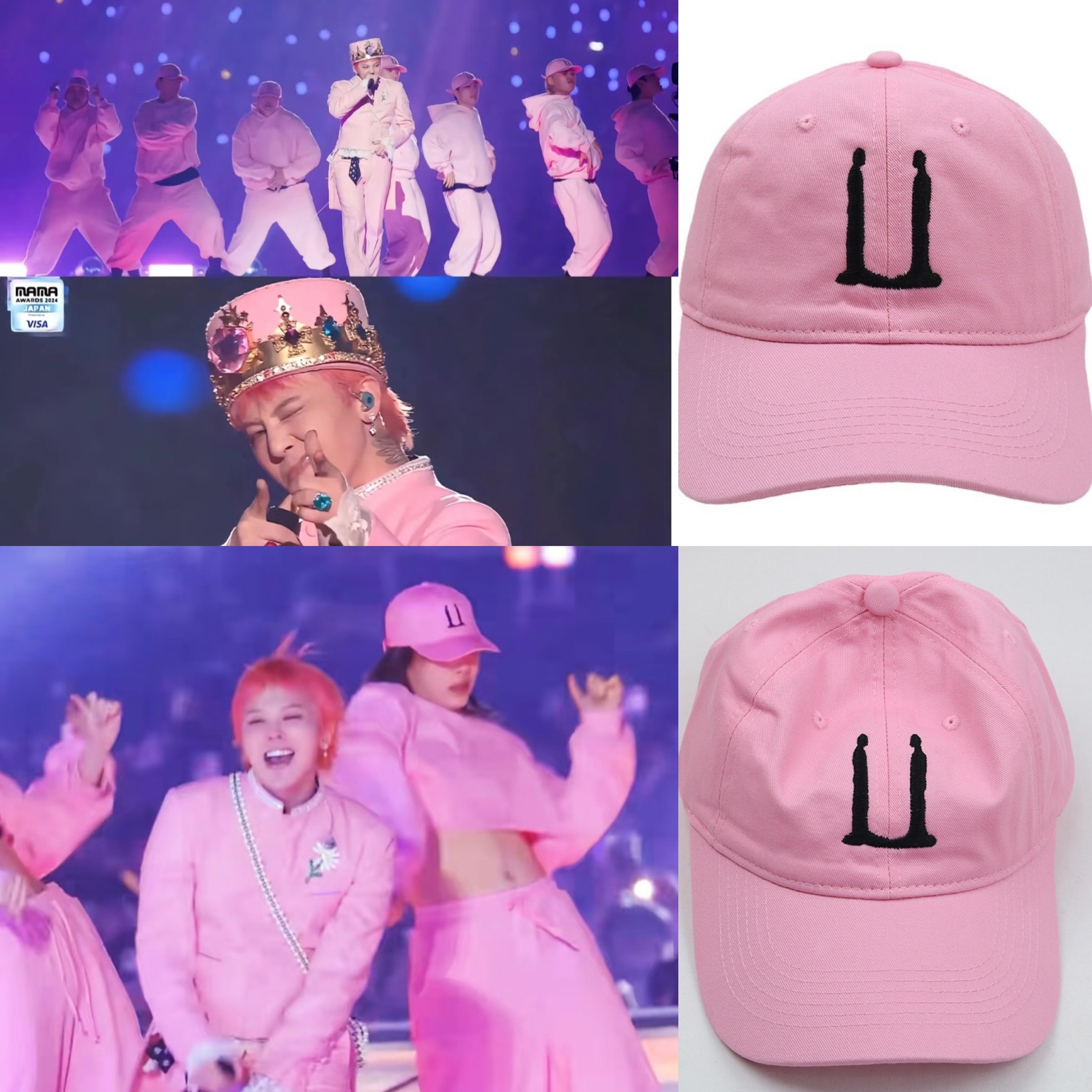 gd权志龙同款power粉色u帽子刺绣棒球帽鸭舌mama舞台无题bigbang