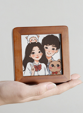 小相框摆件桌面实木正方形照片做情侣儿童拍立得纪念打印摆台定制