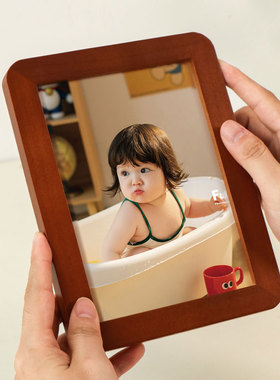 实木相框洗照片定制摆台挂墙情侣儿童67寸a4创意多巴胺打印成相册