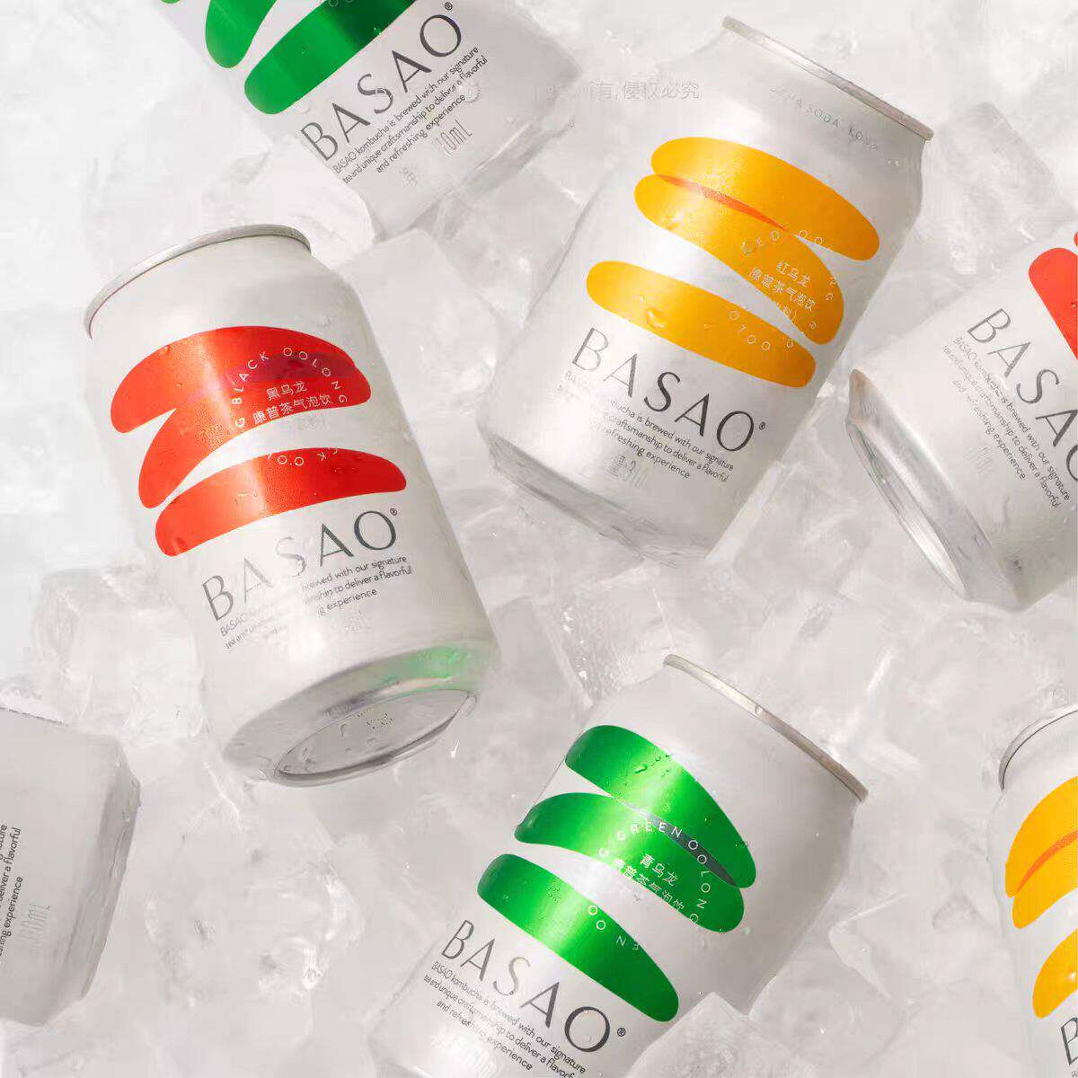 BASAO佰朔青乌龙红乌龙黑乌龙康普茶气泡饮碳酸饮料气泡水310ml罐