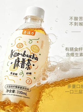 茶活力康普茶气泡饮料水果浓缩原汁低糖低卡330ml瓶装