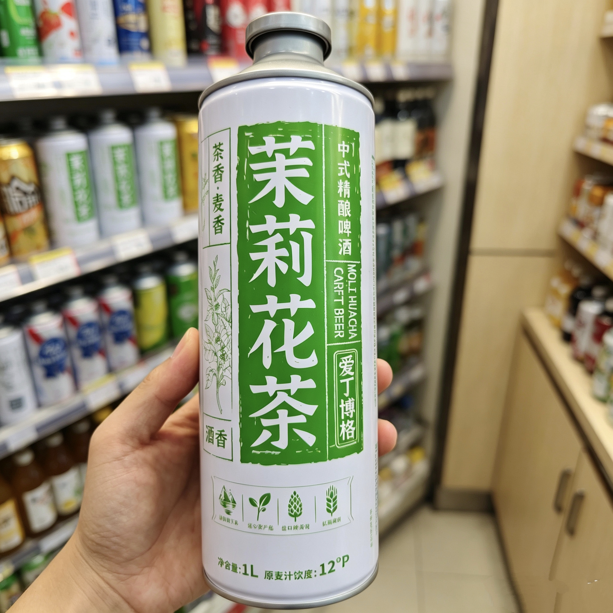 爱丁博格茉莉花茶中式精酿啤毛尖茶啤1000ml罐装聚会畅饮现货速发