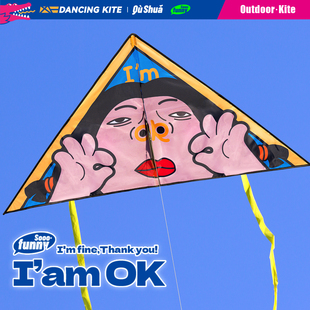2026新款网红创意三角I'm ok风筝微风易飞儿童手持大人专用专业级