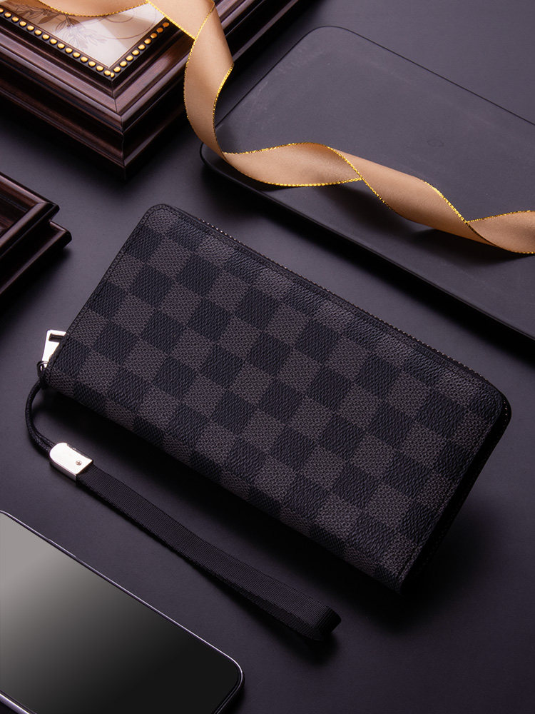 thumbnail for Men's clutch 2025 new large capacity single zipper clutch, high-end handle bag, men's wallet long luxury style