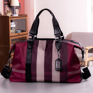 短途出差旅行包男款手提包女行李包袋大容量格子牛津布单肩斜挎包