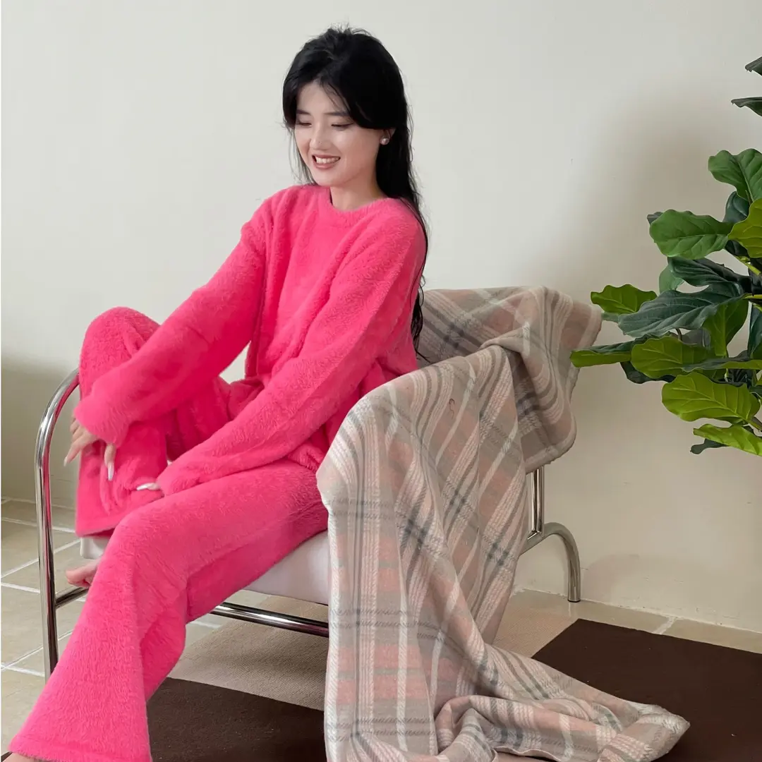 FENKE粉客【多巴胺布蕾】仿貂绒套头睡衣女套装冬保暖加厚家居服