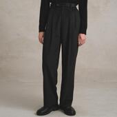 顺滑透气 SageSalt黑色丝毛单褶长裤 进口澳毛 3029BK