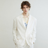 「尾码 专享」SageSalt亚麻混纺条纹西装 柔软耐磨随性松弛6020ST