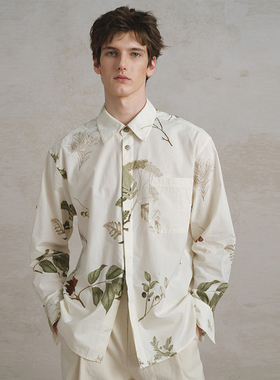 SageSalt 古籍植物印花 微褶肌理爽滑触感衬衫1036FL