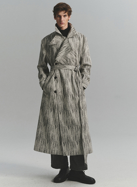 SageSalt 早秋限定系列 黑白提花牛仔风衣 8017BW