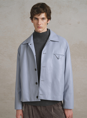 SageSalt 浅蓝色蛋白皮男女夹克 舒适环保面料6034BL