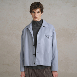 SageSalt 舒适环保面料6034BL 浅蓝色蛋白皮男女夹克