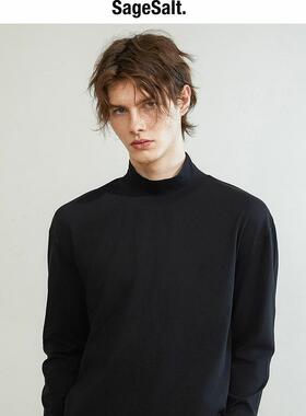 SageSalt高领弹力 黑色米白色 中领男女长袖秋冬打底衫 百搭4009