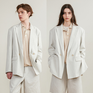 6015LN 亚麻混抗紫外线 「尾码 专享」SageSalt双排扣休闲西装