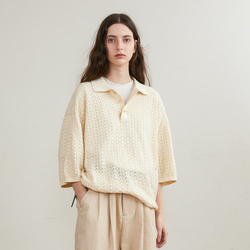 羊绒有机棉镂空短袖上衣春季