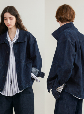 SageSalt复古水洗牛仔丹宁夹克男女外套藏青靛蓝色舒适百搭6016NV