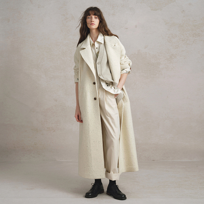 SageSalt雪花白羊毛棉混纺大衣 天然澳毛 柔软9017WT