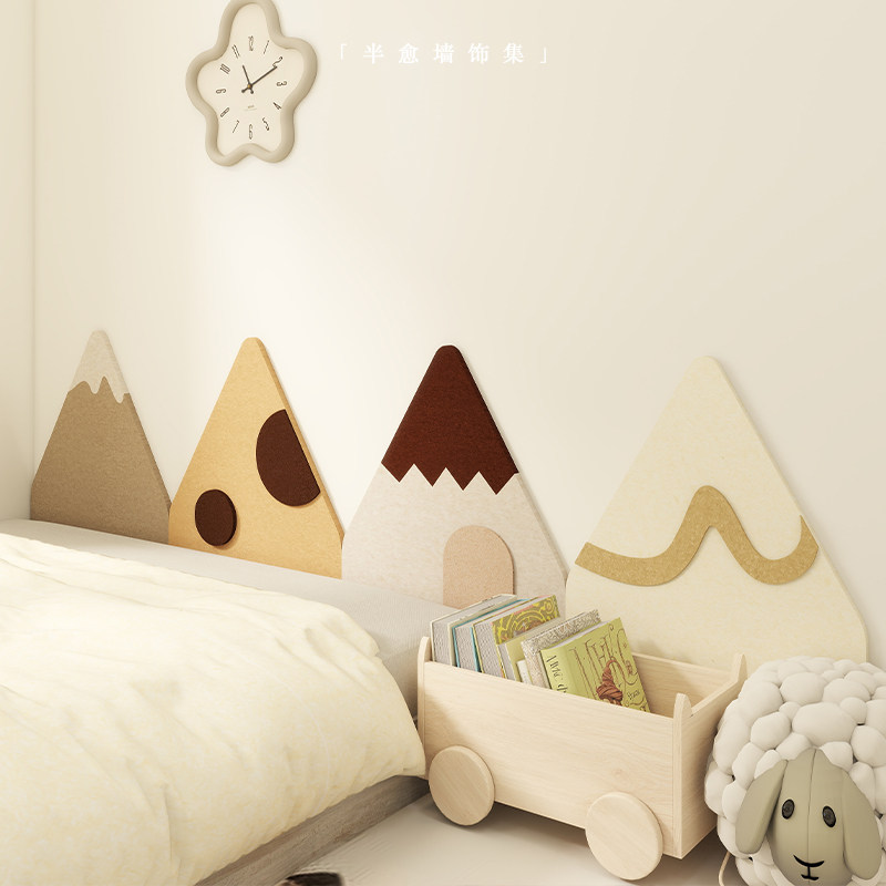 榻榻米软包墙围儿童房床头背景墙改造装饰防撞护墙板毛毡遮丑墙贴