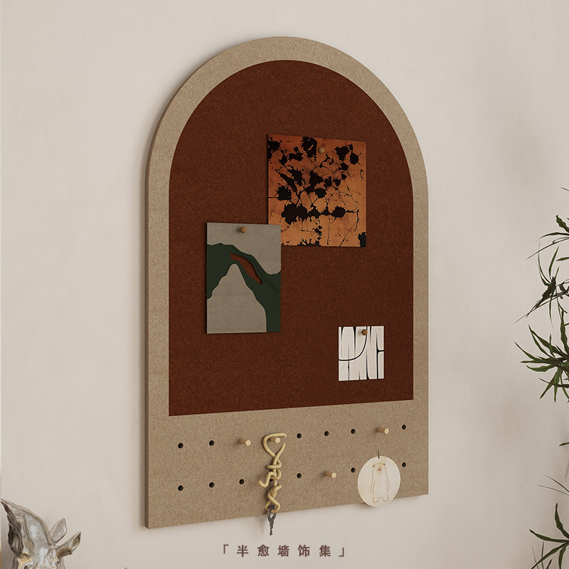 中古风毛毡板照片墙创意洞洞板眼镜饰品收纳墙贴卧室背景墙装饰画