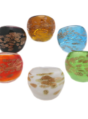 NEW RIDGE 非金属琉璃戒指 彩色古风金沙雪花手工多色梦幻手指