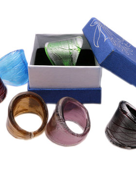 NEW RIDGE 非金属琉璃戒指 彩色古风条纹手工多色梦幻手指