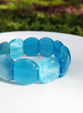 18*22MM 个性多彩手工制作猫眼石手链 时尚彩色百搭饰品手链