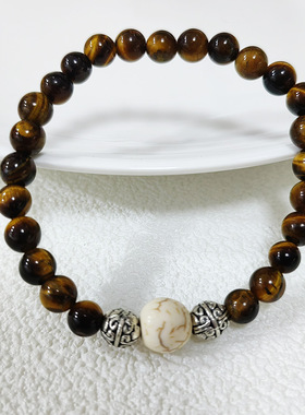 时尚简约百搭松石天然虎眼石手工DIY串珠手链女个性设计礼物手链